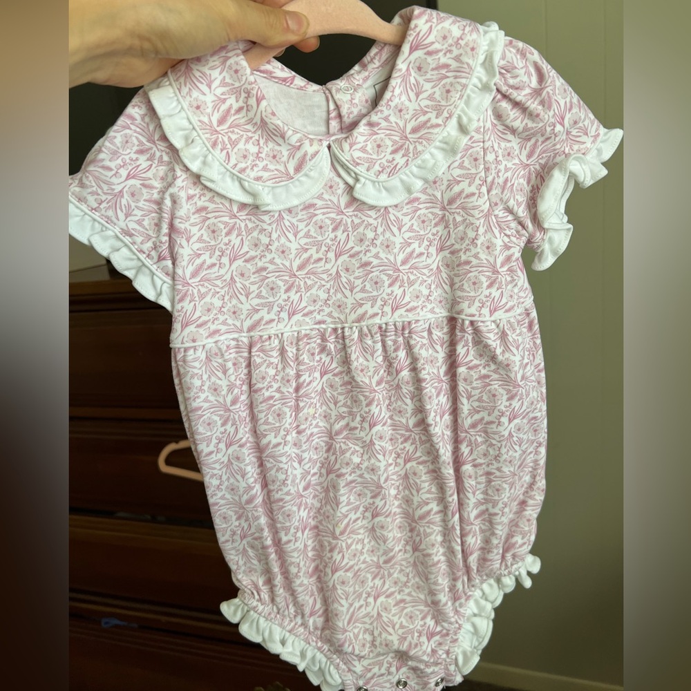 Lila and Hayes pink floral bubble 18-24 months